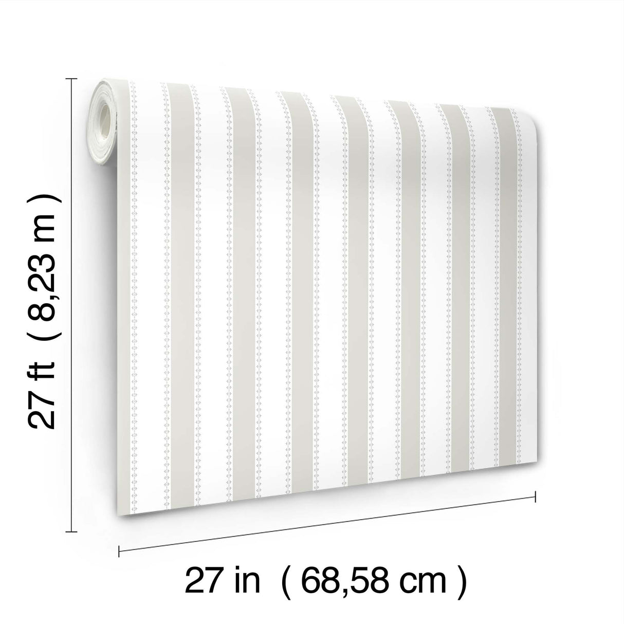 Tilford Light Grey Awning Stripe Grey & White by Antonina Vella Non Woven Wallpaper – York Designer Series VP1373