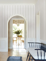 Tilford Light Grey Awning Stripe Grey & White by Antonina Vella Non Woven Wallpaper – York Designer Series VP1373