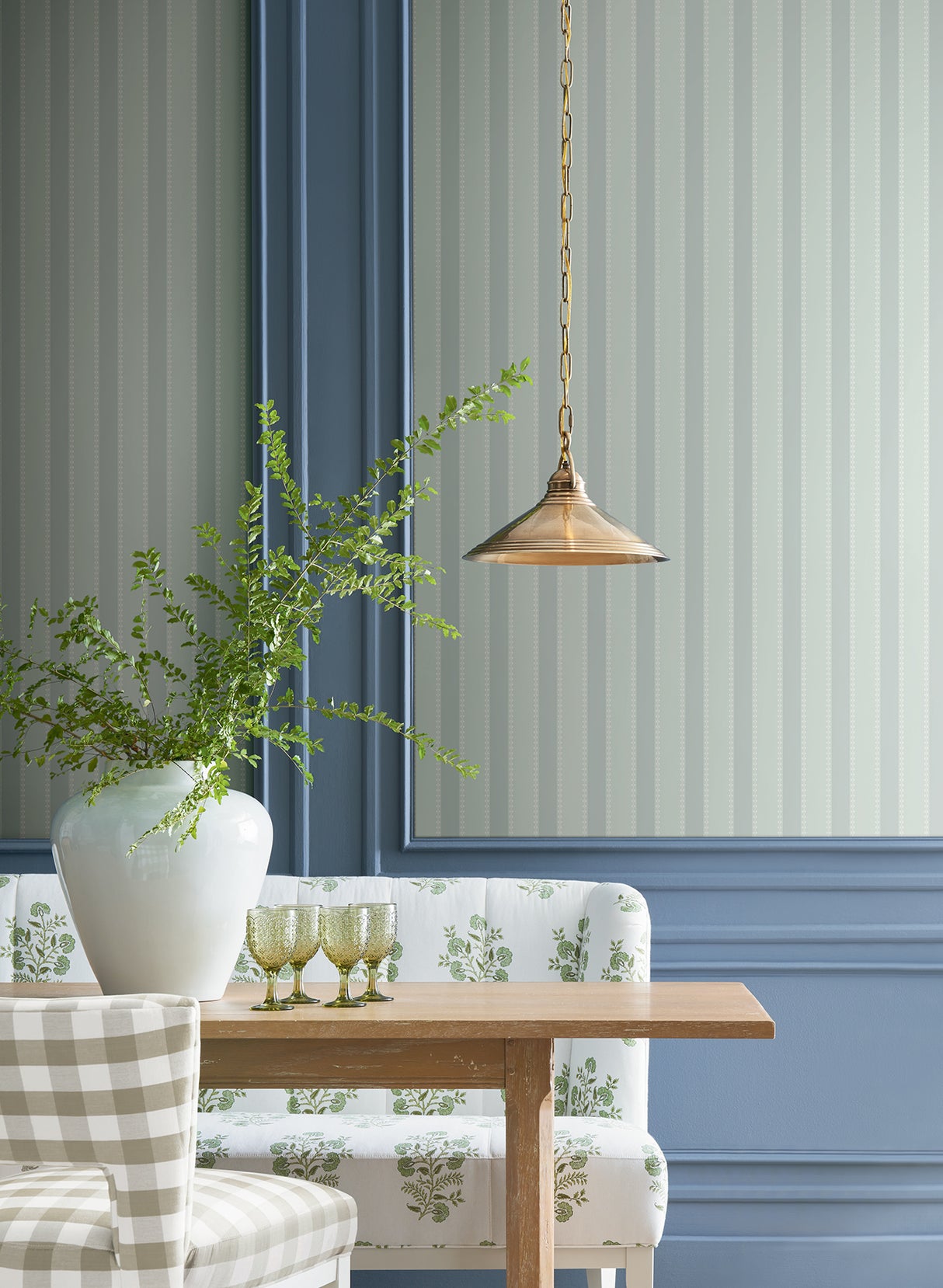 Tilford Harbor Blue by Antonina Vella Awning Stripe Wallpaper – York Designer Series VP1375