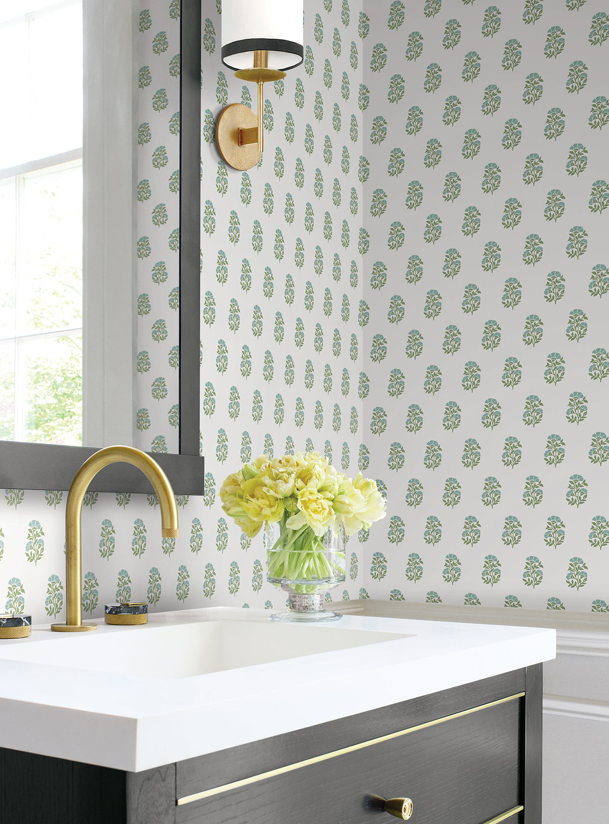 Sylvie Green by Antonina Vella Floral Wallpaper – York Designer Series VP1385