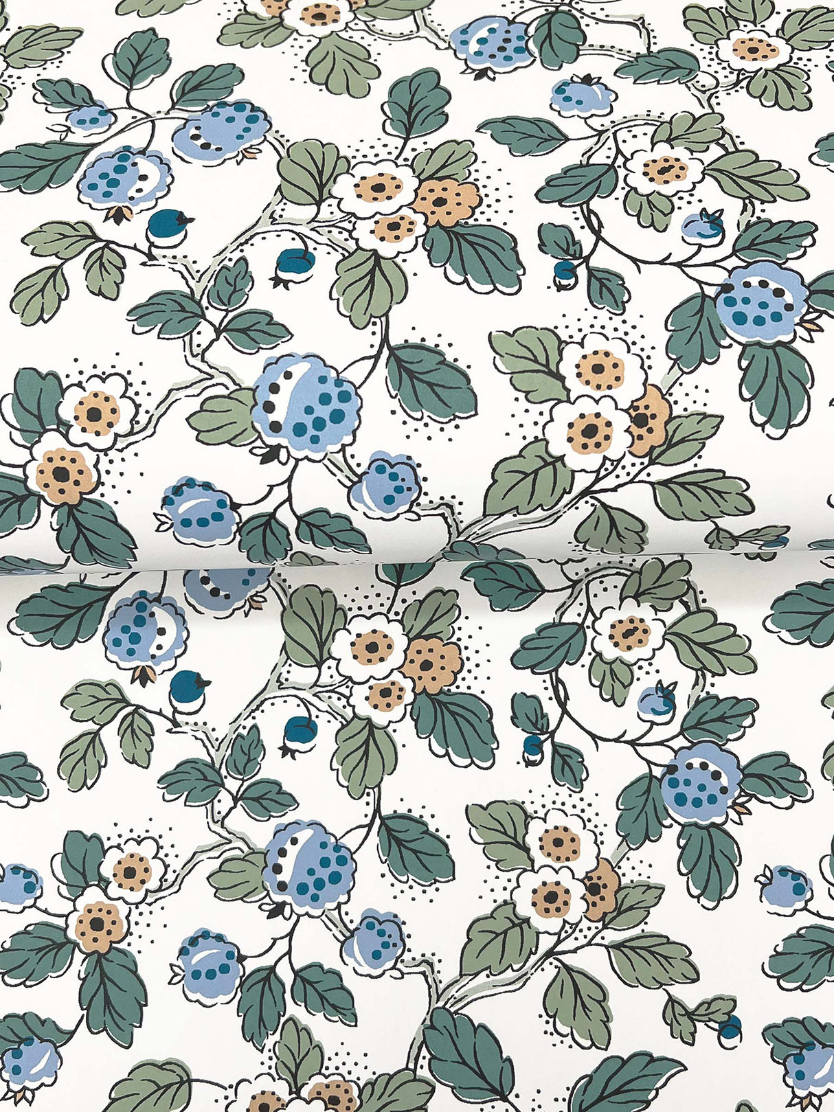 Framboise Blue by Antonina Vella Berry Vines Wallpaper – York Designer Series VP1413