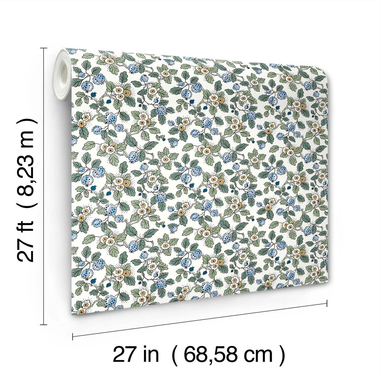 Framboise Blue by Antonina Vella Berry Vines Wallpaper – York Designer Series VP1413