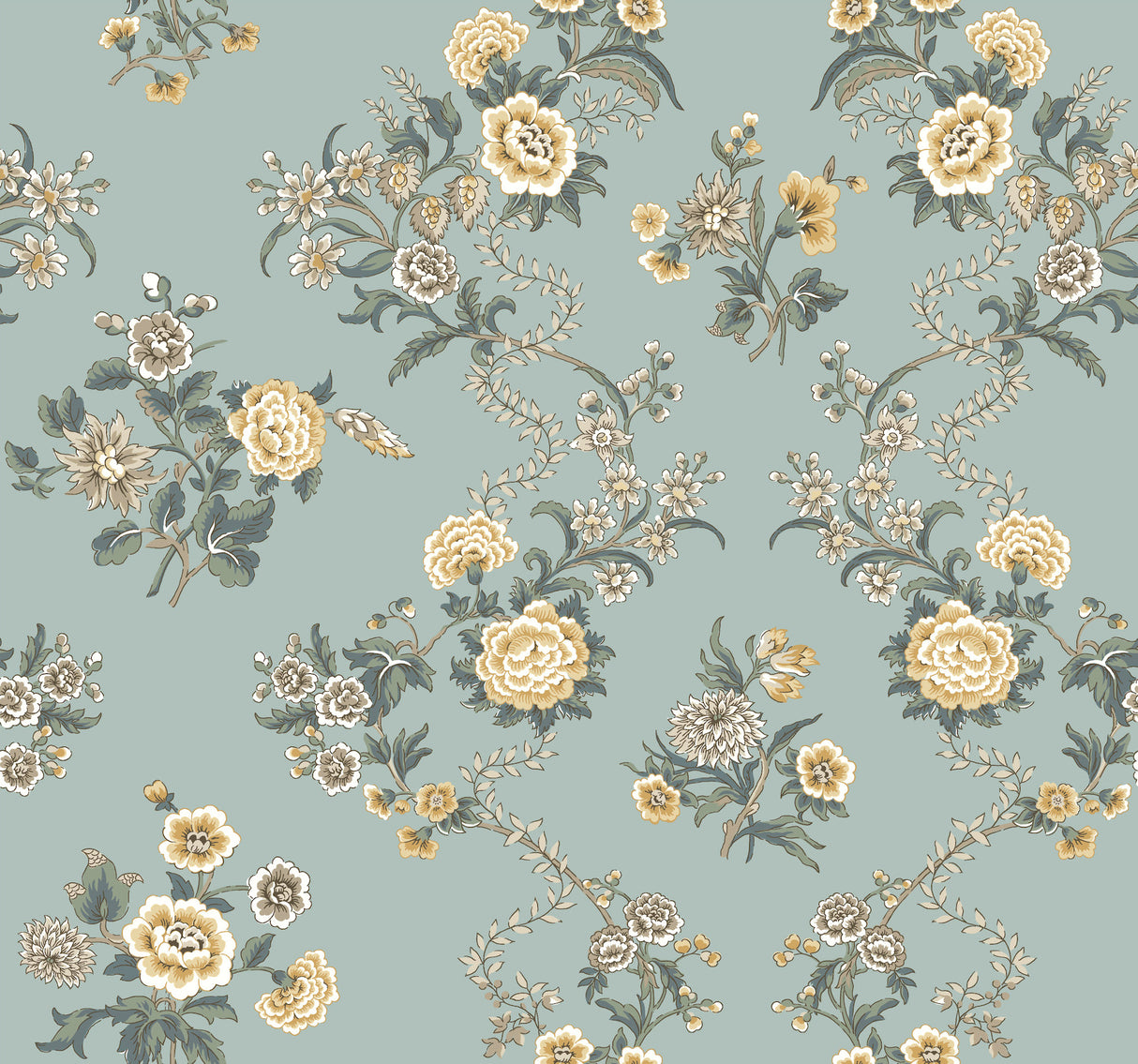 Genevieve Harbor Blue Floral Trail Wallpaper by Antonina Vella - VP1422