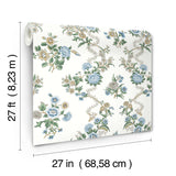 Genevieve Sapphire Blue and Green Botanical Floral Trailing Vine Farmhouse Style Unpasted Non Woven Wallpaper by Antonina Vella - VP1423