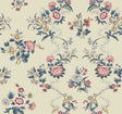 Genevieve Rose Floral Trail wallpaper in red and navy on pale beige background