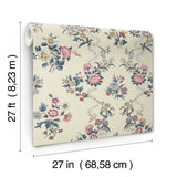 Genevieve Rose & Navy by Antonina Vella Floral Trail Wallpaper – York Designer Series VP1424