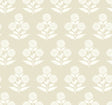 Souci Beige Marigolds Wallpaper VP1433 by Antonina Vella – beige and white floral block print