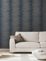 Operetta Navy by Ronald Redding Metallic Columns Wallpaper- York Designer Series VR1503