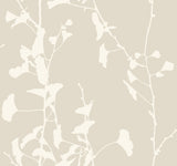 Ginkgo Silhouette Taupe Cork Wallpaper by Ronald Redding