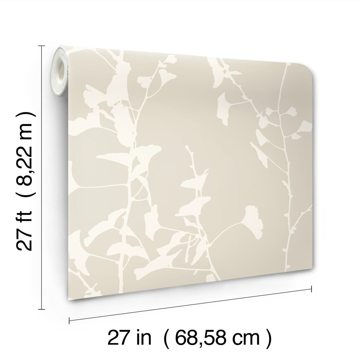 Ginkgo Silhouette Taupe by Ronald Redding Cork Wallpaper – York Designer Series VR1507