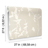 Ginkgo Silhouette Taupe by Ronald Redding Cork Wallpaper – York Designer Series VR1507