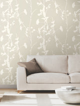 Ginkgo Silhouette Taupe by Ronald Redding Cork Wallpaper – York Designer Series VR1507