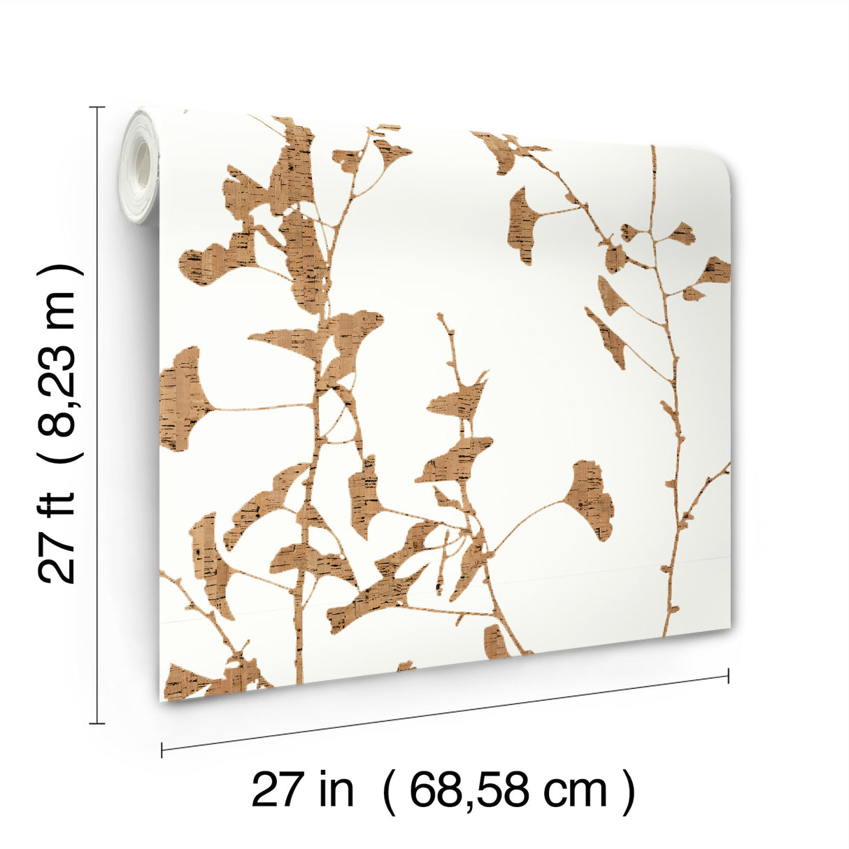 Ginkgo Silhouette Light Brown by Ronald Redding Cork Wallpaper – York Designer Series VR1509