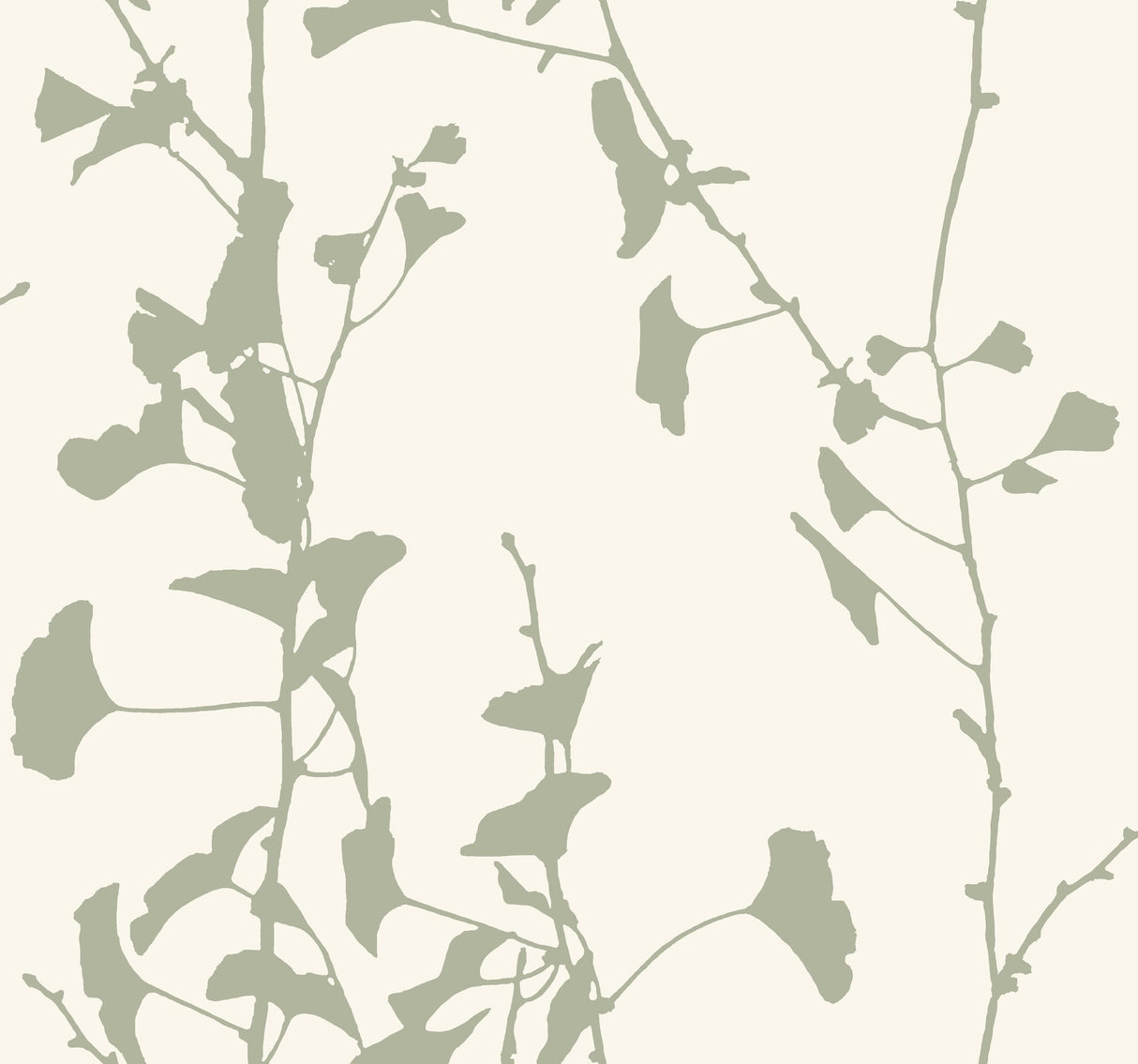 Ginkgo Silhouette sage cork wallpaper by Ronald Redding, 27 in x 27 ft bolt