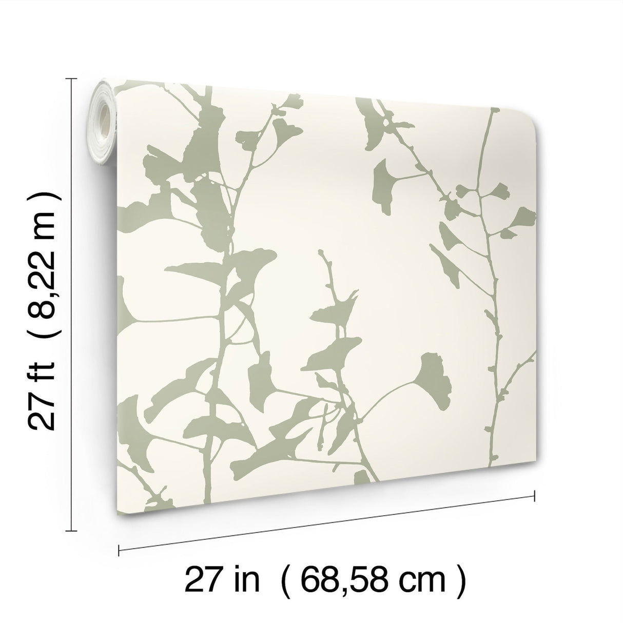 Ginkgo Silhouette Sage by Ronald Redding Cork Wallpaper- York Designer Series VR1510