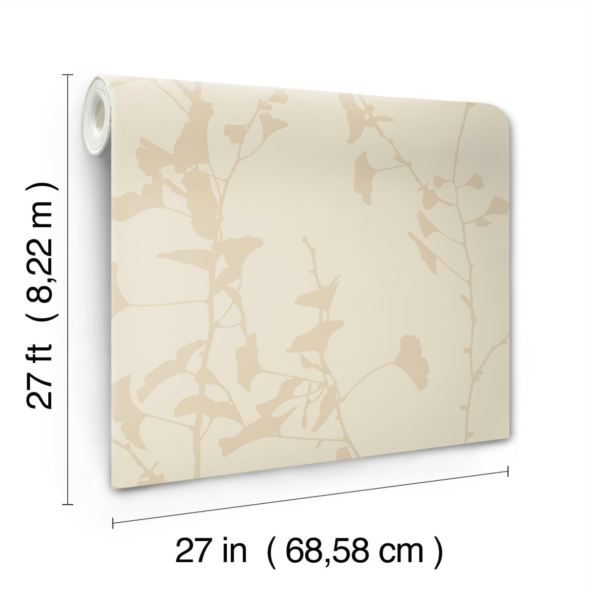 Ginkgo Silhouette Neutral by Ronald Redding Cork Wallpaper- York Designer Series VR1511