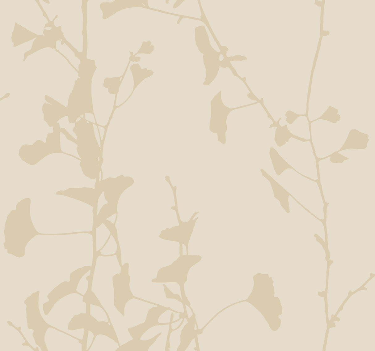 Ginkgo Silhouette Neutral cork wallpaper by Ronald Redding, 27 in x 27 ft roll