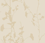 Ginkgo Silhouette Neutral cork wallpaper by Ronald Redding, 27 in x 27 ft roll