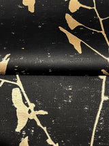 Ginkgo Silhouette Black & Gold by Ronald Redding Cork Wallpaper- York Designer Series VR1512