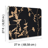 Ginkgo Silhouette Black & Gold by Ronald Redding Cork Wallpaper- York Designer Series VR1512