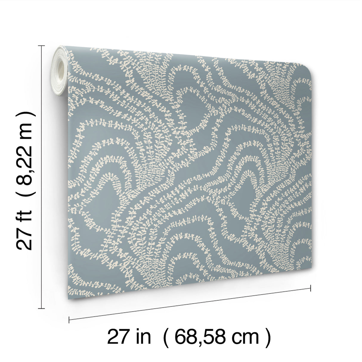 String of Pearls Denim by Ronald Redding Vine Wallpaper- York Designer Series VR1516