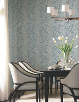 String of Pearls Denim by Ronald Redding Vine Wallpaper- York Designer Series VR1516