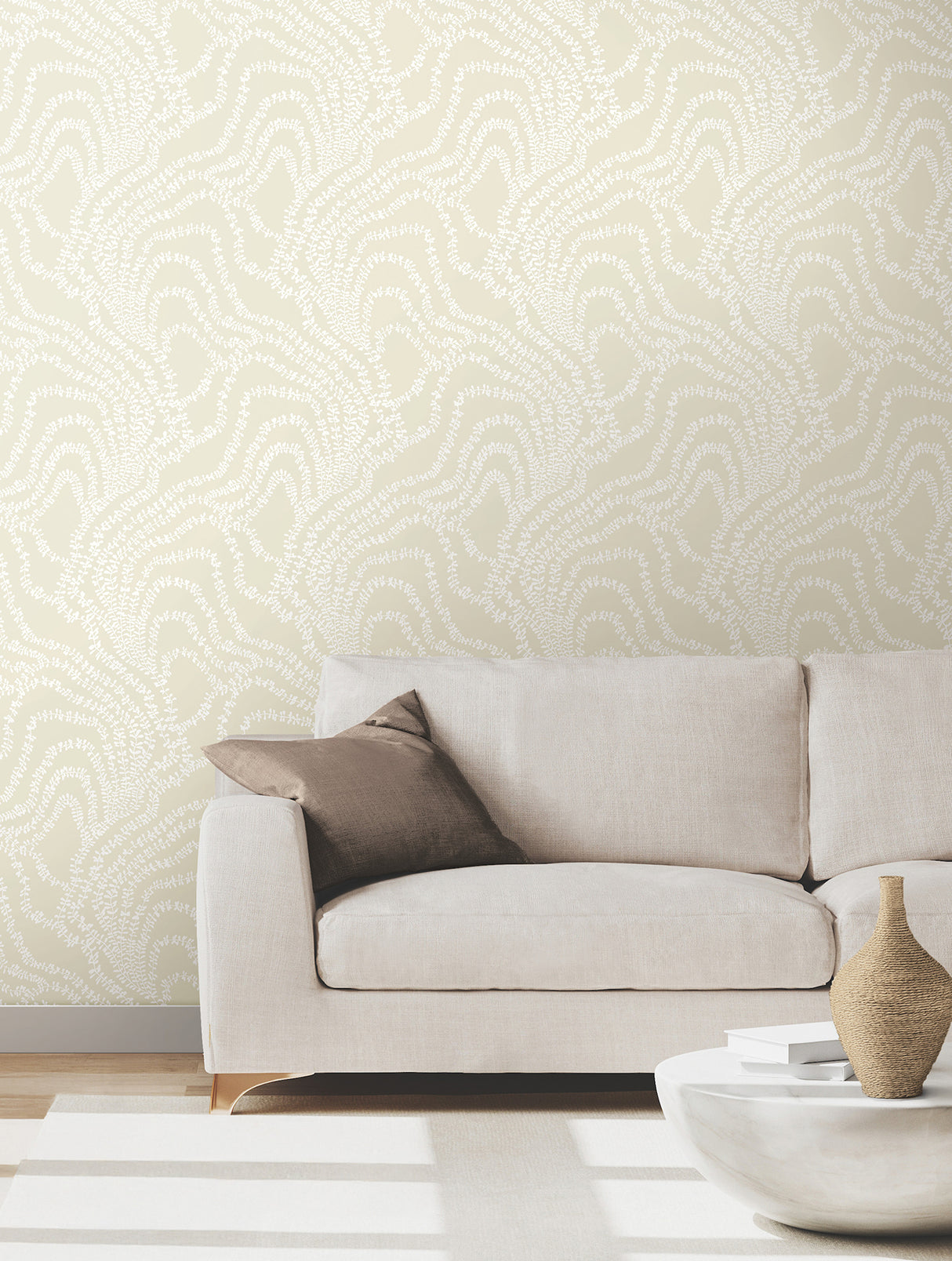 String of Pearls Beige by Ronald Redding Vine Wallpaper- York Designer Series VR1518