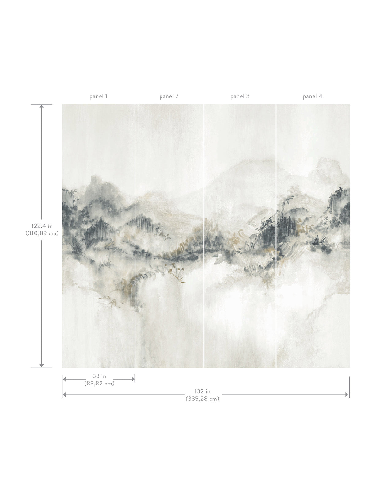 Mystic Overlook Grey by Ronald Redding Scenic Mountains Wall Mural – York Designer Series VR1520M