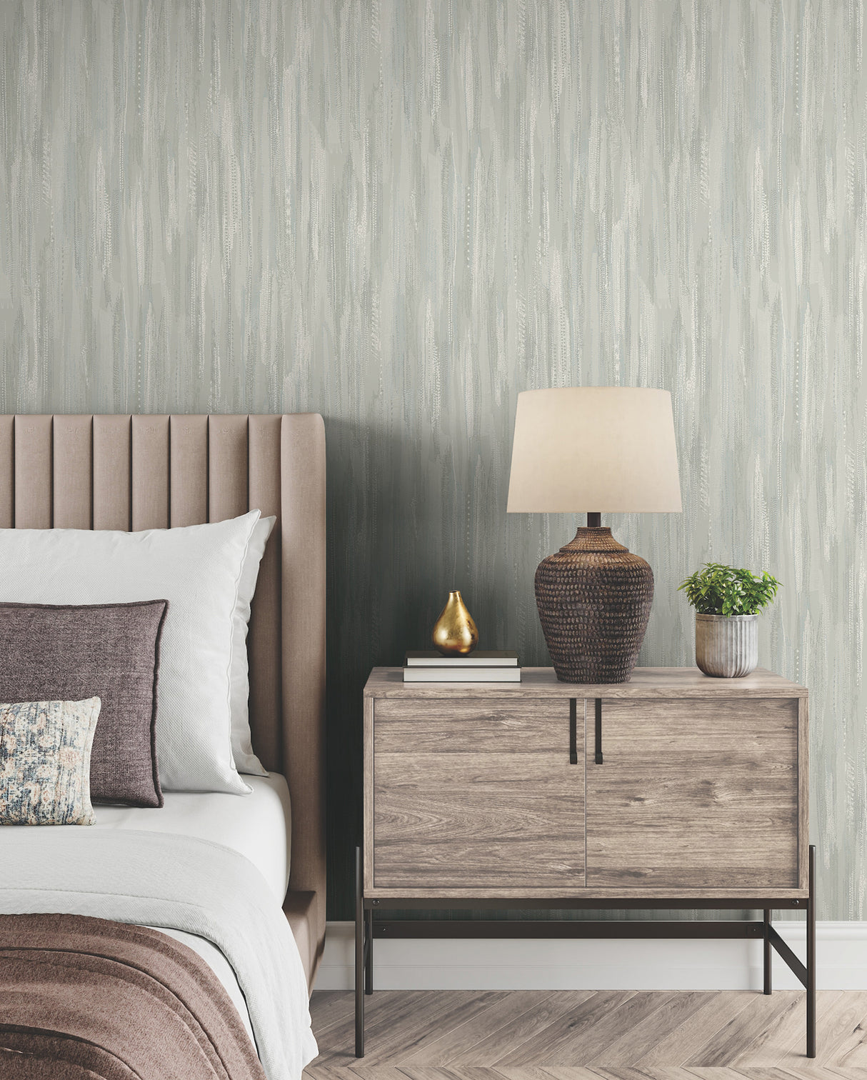 Tribeca Aqua by Ronald Redding Texture Stripe Wallpaper- York Designer Series VR1526