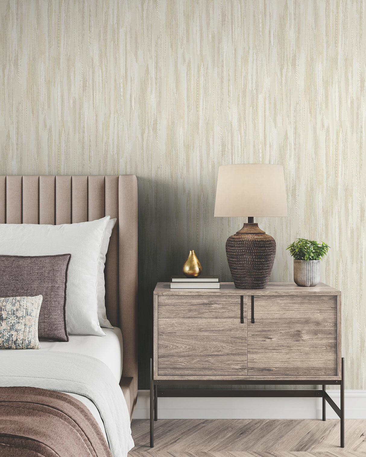 Tribeca Gold by Ronald Redding Texture Stripe Wallpaper- York Designer Series VR1527