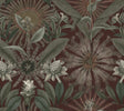 Enchanted Garden Maroon Tropical Wallpaper VR1528 by Ronald Redding