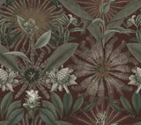 Enchanted Garden Maroon Tropical Wallpaper VR1528 by Ronald Redding