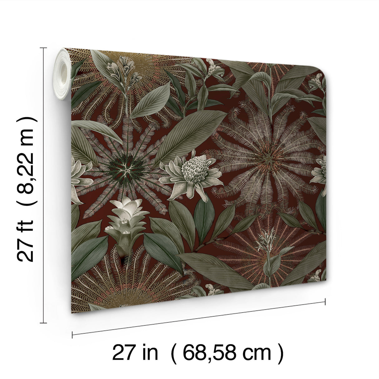 Enchanted Garden Maroon by Ronald Redding Tropical Wallpaper – York Designer Series VR1528