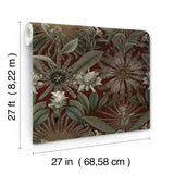 Enchanted Garden Maroon by Ronald Redding Tropical Wallpaper – York Designer Series VR1528