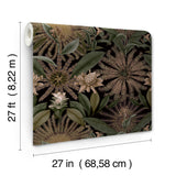 Enchanted Garden Chocolate by Ronald Redding Tropical Wallpaper- York Designer Series VR1529
