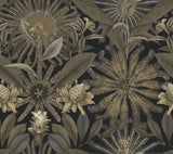 Enchanted Garden Black Tropical Wallpaper by Ronald Redding