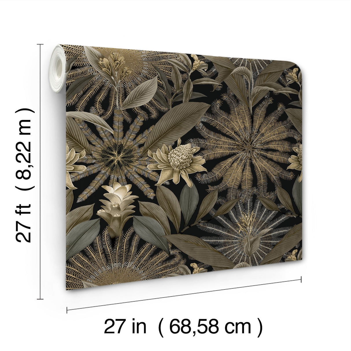 Enchanted Garden Black by Ronald Redding Tropical Wallpaper- York Designer Series VR1531