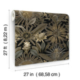 Enchanted Garden Black by Ronald Redding Tropical Wallpaper- York Designer Series VR1531