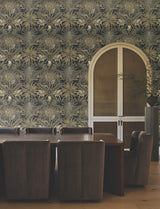 Enchanted Garden Black by Ronald Redding Tropical Wallpaper- York Designer Series VR1531