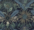 Enchanted Garden Navy Tropical Wallpaper by Ronald Redding – pattern detail