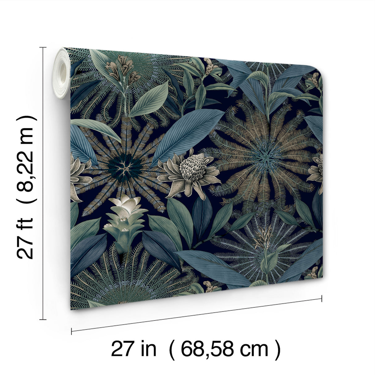 Enchanted Garden Navy by Ronald Redding Tropical Wallpaper- York Designer Series VR1532