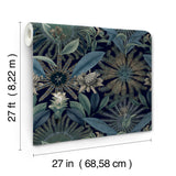 Enchanted Garden Navy by Ronald Redding Tropical Wallpaper- York Designer Series VR1532