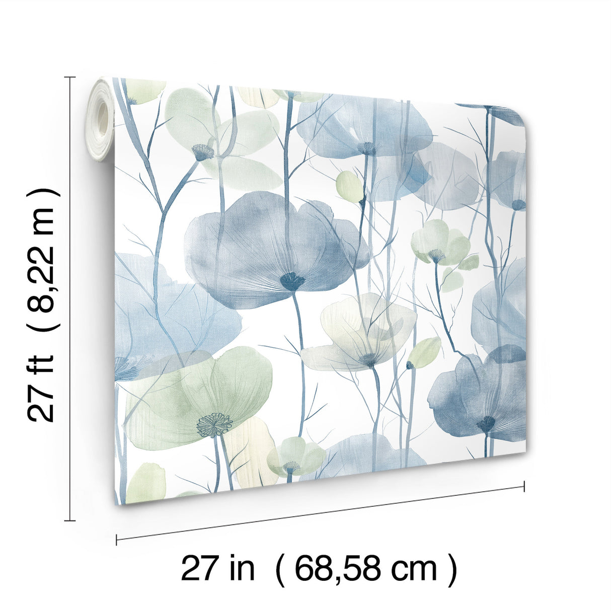 Cotswolds Poppies Blue by Ronald Redding Floral Wallpaper- York Designer Series VR1535