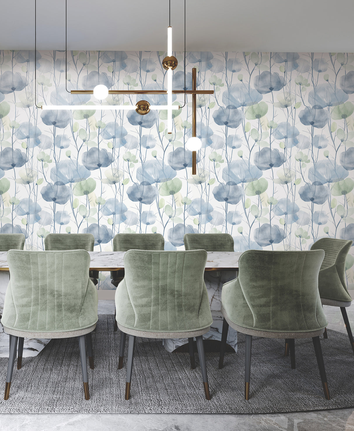 Cotswolds Poppies Blue by Ronald Redding Floral Wallpaper- York Designer Series VR1535