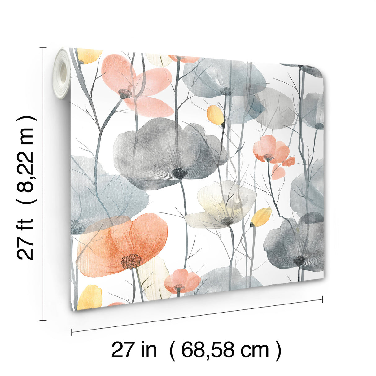 Cotswolds Poppies Coral by Ronald Redding Floral Wallpaper- York Designer Series VR1537