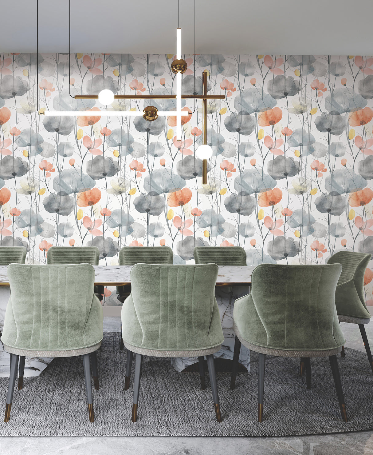 Cotswolds Poppies Coral by Ronald Redding Floral Wallpaper- York Designer Series VR1537