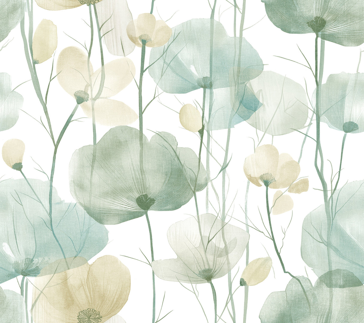 Cotswolds Poppies Turquoise Floral Wallpaper – VR1539