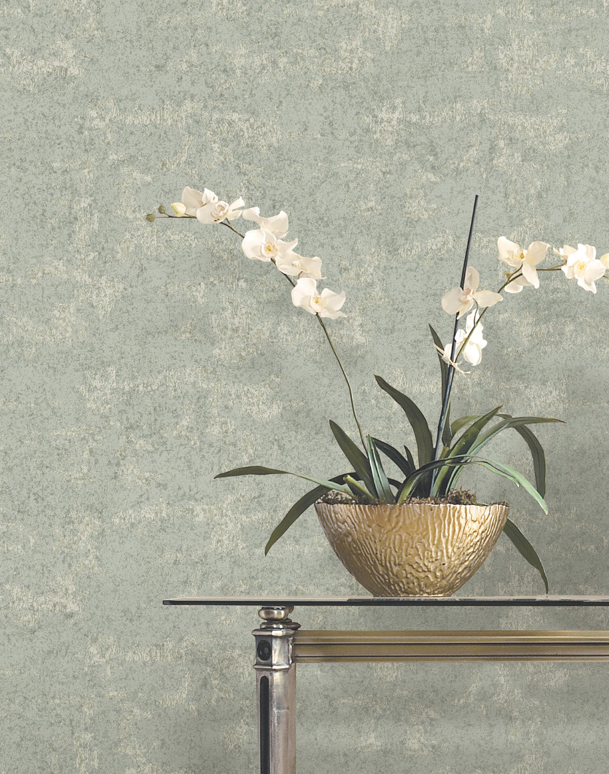 Crystal Cloud Sage by Ronald Redding Beaded Wallpaper- York Designer Series VR1545