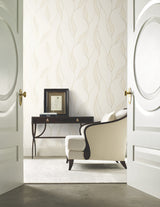 Society Hill White by Ronald Redding Abstract Leaf Wallpaper – York Designer Series VR1546