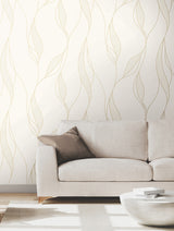 Society Hill White by Ronald Redding Abstract Leaf Wallpaper – York Designer Series VR1546